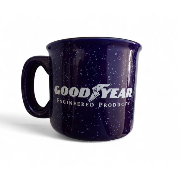 Goodyear ANS Distributing Heavyweight Stoneware Mug Cobalt Blue Speckles - Picture 1 of 5